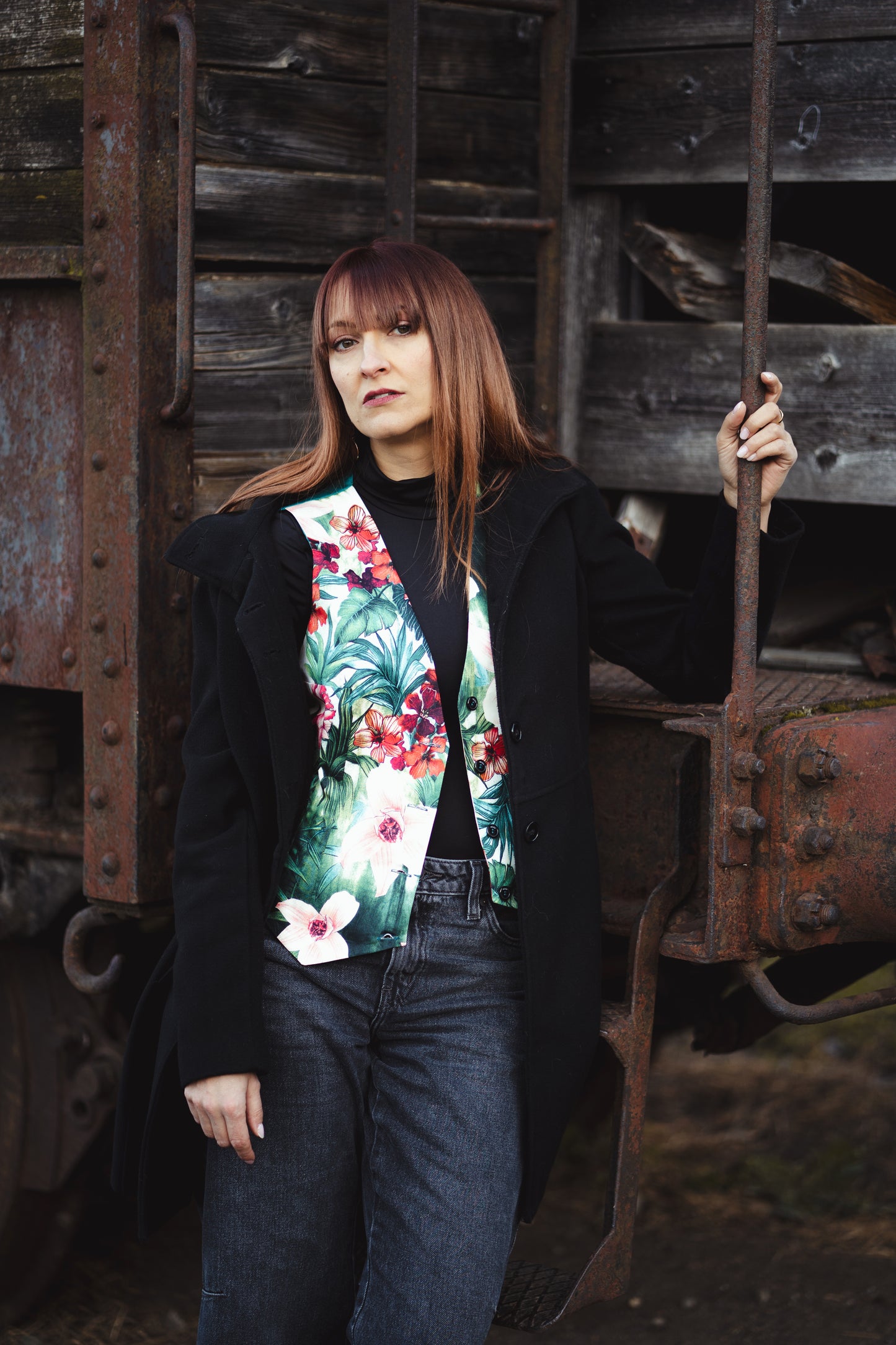 Flowers - green & pink