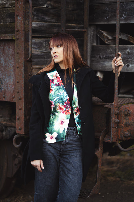 Flowers - green & pink